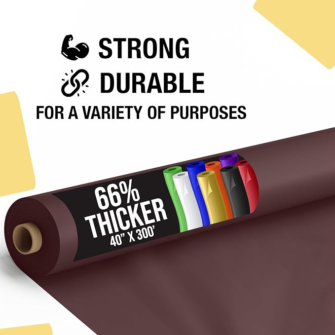 Party Solids 66% Thicker Premium Brown Plastic Table Cover Roll 40" X 300' Table Cloth Plastic Cover Roll Quality Thick Banquet Rolls Disposable Tablecloth Rolls Strong American Based Company