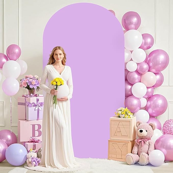 Lavender Wedding Arch Cover 3.3x6.6FT Spandex Arch Covers Stretchy Backdrop Double Sided Arch Backdrop Cover Chiara Backdrops Stand Cover Fabric for Birthday Party Banquet Decoration