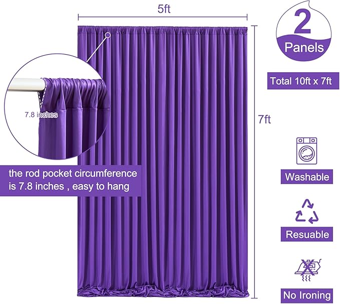 Purple Backdrop Curtain for Parties Wedding Wrinkle Free Purple Photo Curtains Backdrop Drapes Fabric Decoration for Birthday Party Photography 5ft x 7ft,2 Panels