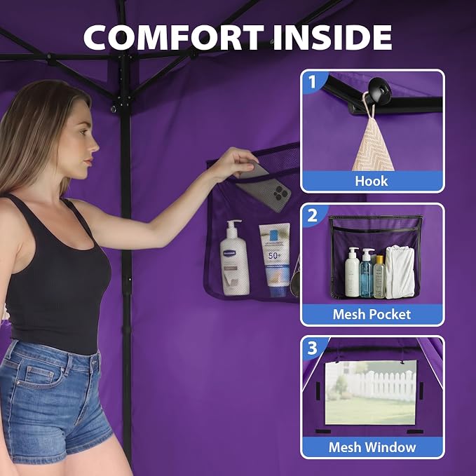 EAGLE PEAK 4x4 Pop Up Changing Tent, Flat Top Changing Room, Purple | Portable, Privacy Tent, Pool Cabana, Dressing Room, Shower & Toilet Use, Opaque Fabric, Instant Setup, Photoshoots, Camping