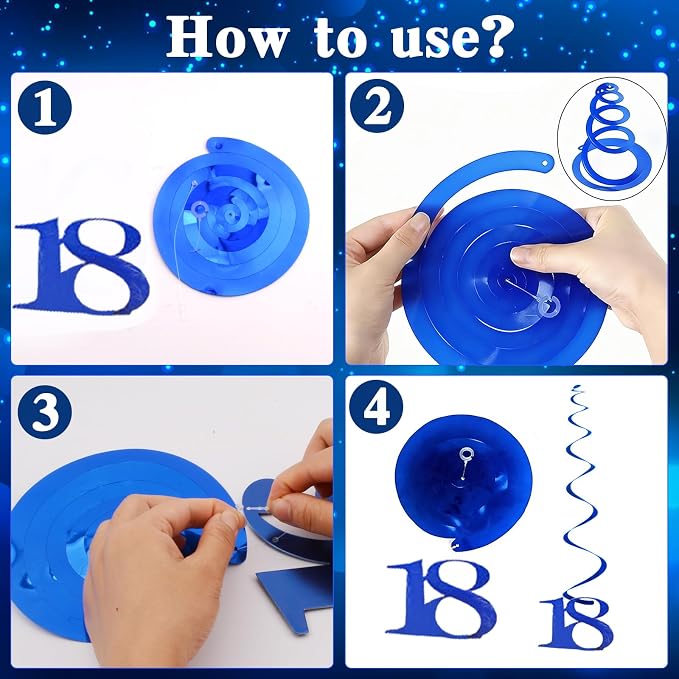 18th Birthday Decorations for Boys & Girls, 54 PCS Blue Black Party Decorations, 18 Year Old Boy Birthday Party Supplie with Banner Backdrop, Hanging Swirls, Tablecloth, Bruh I'm 18 Party Supplies