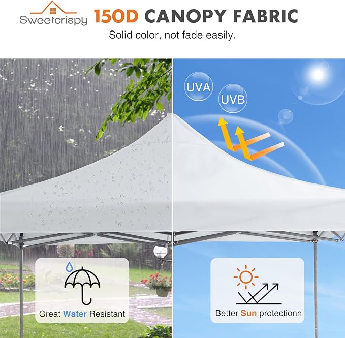 OLIXIS 10x10 FT Instant Pop Up Canopy, Waterproof Outdoor Sun Shade Tent, Heavy Duty Portable Shelter with Windproof Sand Bags for Outdoor Gatherings, Beach & Yard Events, Pure White