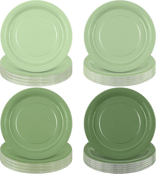 Kochorie 150 Pieces Sage Green Disposable Paper Plates 9 Inch Heavy Duty Dinner Plates, Solid Color, Table Decorations Party Supplies for Birthdays, Weddings, Daily Use