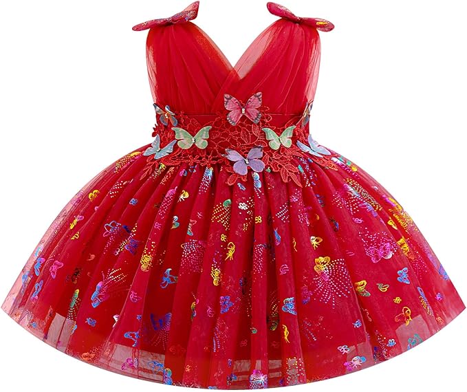 Baby Girls Butterfly Birthday Dress Baby Girl 3D Butterfly Princess Dress Photography Wedding Cake Crush