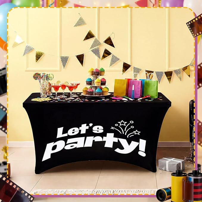Gilprop Photo Booth Table Cloth Photo Booth Props Accessories Rectangle Tight Table Background for Indoor Outdoor Party Photography Decoration Graduation Wedding Birthday Bachelorette(Party,4ft)