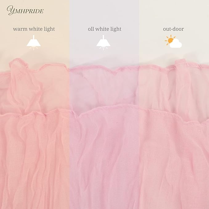12 Pack Cheesecloth Table Runner 35 x 120 inch Long Boho Cheese Cloth Gauze Table Runners Semi Sheer Table Runner for Wedding Decor, Bridal Shower, Birthday Party (Light Pink)