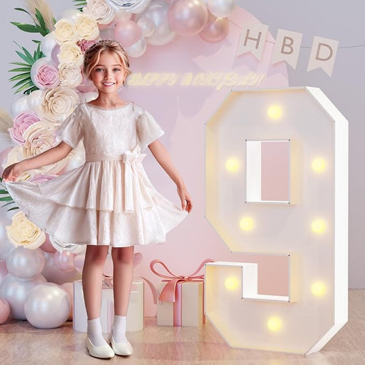 3FT Marquee Light Up Numbers 9 for 9th Bithday Decorations, Large Marquee Numbers 9 for Anniversary Party Decorations, Big Mosaic Numbers Numbers Cardboard DIY Kits