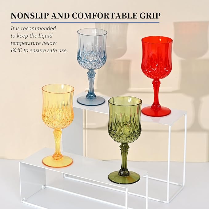 48Pack Sage Green Plastic Wine Glasses,Vintage Plastic Goblets for Parties, Sage Green Drinking Glasses Crystal Water Goblets Reusable for Wedding Reception, Grand Event Party Supplies