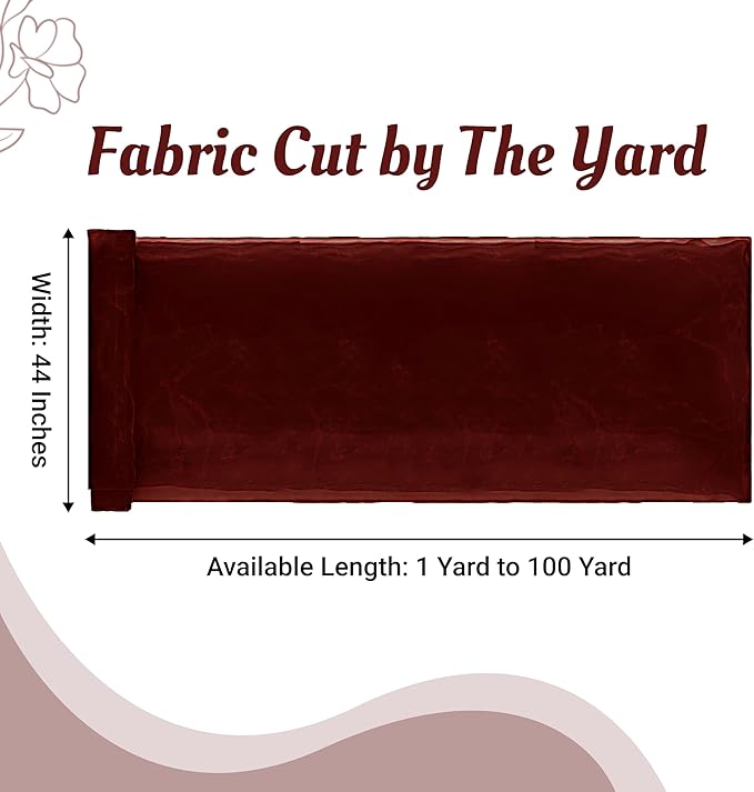 MDS Pack of 20 Yard Sheer Organza Fabric for Wedding Party Home Event Banquet Decorations, Backdrop Curtain Craft Dress Sewing Fashion DIY Crystal Organza Tulle Fabric Bolt 44” Wide - Burgundy