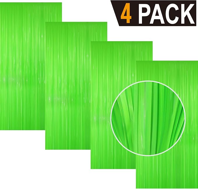 GOER 3.2 ft x 8.2 ft Party Backdrop Party Streamers for Birthday,Graduation,New Year Eve Decorations Wedding Decor(4 Packs,Candy Lime Green)