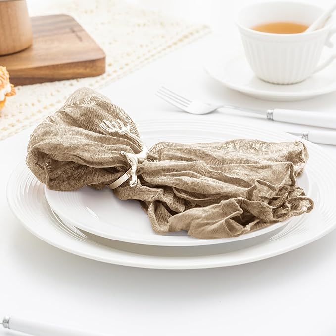 100 Pack Sand Cheesecloth Napkins 21x21 Inches Sand Cloth Napkins Set of 100 Washable Dinner Table Napkins for Wedding Rustic Boho Cotton Gauze Party Bridal Baby Shower Family Gathering Table Decor