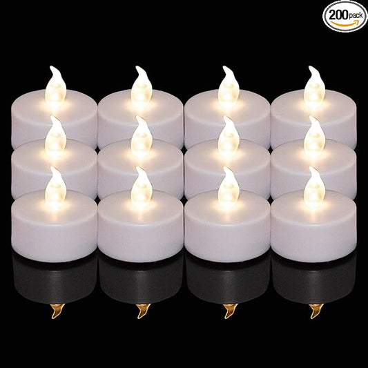 Nancia Tea Lights, 200PACK Flameless LED Tea Lights Candles, Flickering Warm White, 200 Hours Battery-Powered Tea Light, Ideal Party, Wedding, Birthday, Gifts Home Decoration