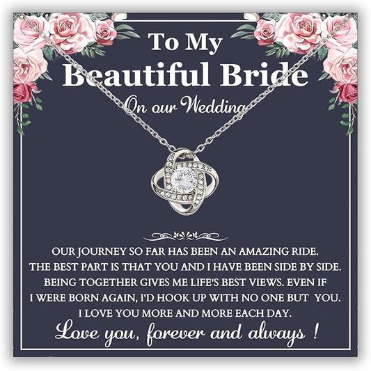 Groom To Bride Necklaces, Groom To Bride Necklace Gifts With Message Card, Groom To Bride Necklace For Wedding Day, To My Bride Necklace, Bridal Shower Necklace Gifts For Bride To Be