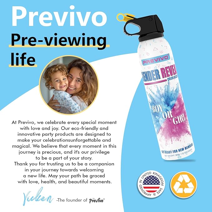 Previvo Large Gender Reveal Spray - 2 Pcs Colorful Smoke Bombs - 100% Biodegradable Powder Blasters for Gender Reveal Party Decorations - Baby Gender Reveal Fire Extinguisher Set(Blue)