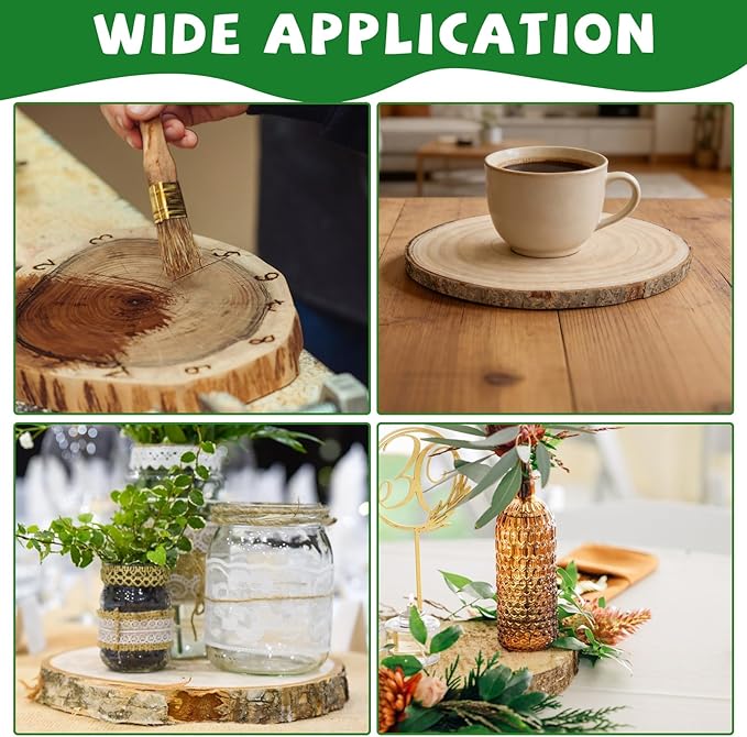 16 Pack 7-8 Inch Unfinished Wood Slices for Centerpieces, Large Wood Centerpieces for Tables, Rustic Wood Rounds for Centerpieces, Wood Circles Wood Slabs for Crafts, DIY and Wedding Decor