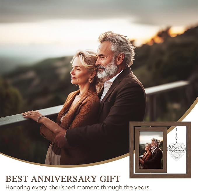 30 Year Anniversary Picture Frame Gifts, 30th Anniversary Wedding Gifts for Husband Wife Couple Him Her Parents Men Women, 30th Thirty Year Thirtieth Anniversary Personalized Wood Gift