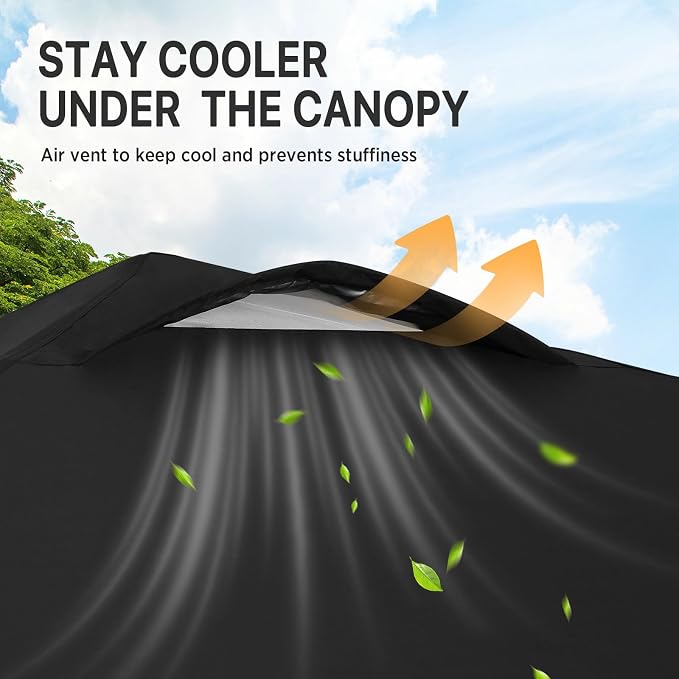 EAGLE PEAK Pop Up Canopy Tent with Wheeled Carry Bag, 8 Stakes, 4 Ropes, Easy Set Up Tent Canopy, 8x8 ft, Black