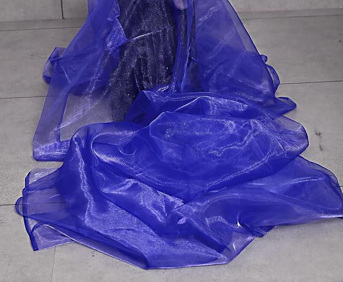 MDS Pack of 25 Yard Sheer Organza Fabric for Wedding Party Home Event Banquet Decorations, Backdrop Curtain Craft Dress Sewing Fashion DIY Crystal Organza Tulle Fabric Bolt 44” Wide - Royal Blue