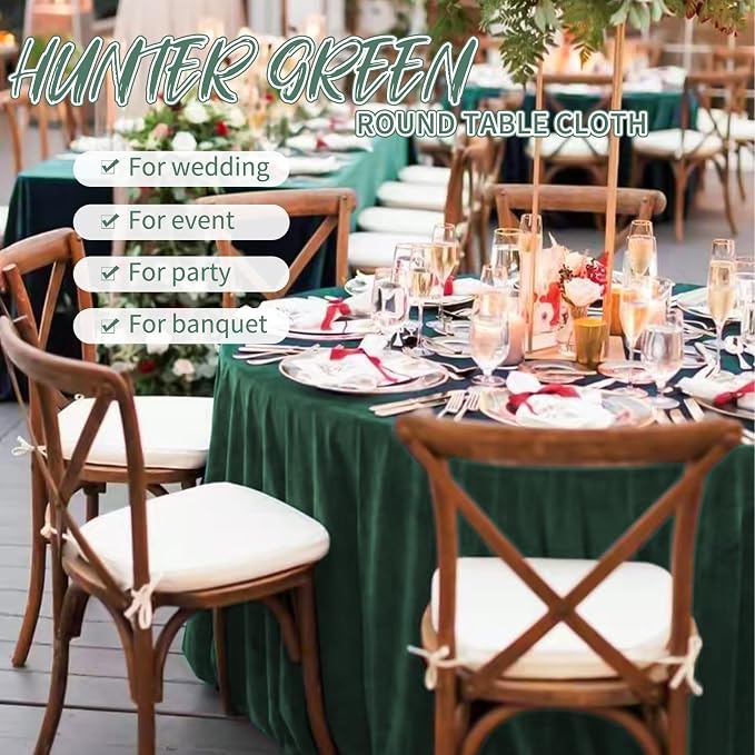 Pesonlook 12 Pack Round Tablecloth Hunter Green Polyester 90 Inch Washable Fabric Round Table Cover Hunter Green Tablecloth for Wedding/Party/Banquet/Dining/Buffet Table