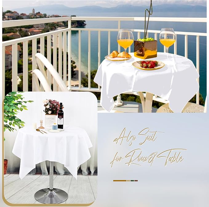 fani 10 Pack Square Tablecloth 52 x 52 Inch, White Tablecloth for Square Table, Stain and Wrinkle Resistant Washable Polyester Table Cloth, Decorative Fabric Table Cover for Wedding Buffet Parties