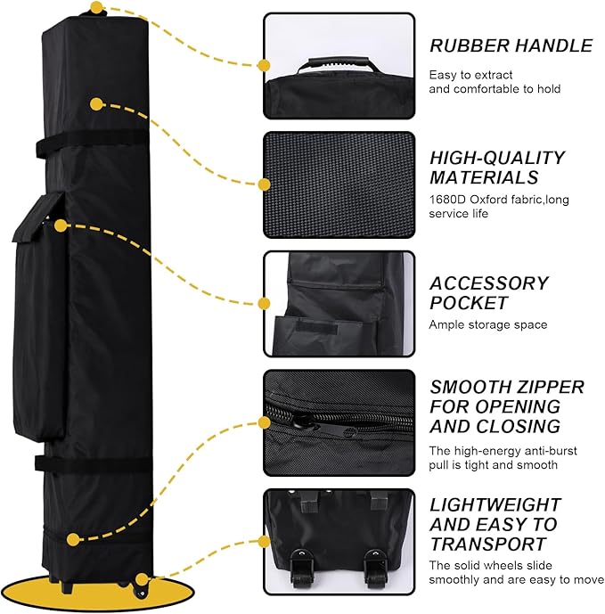 Abbylike 62 x 9 Inch Balloon Arch Frame Storage Bag with Wheels Balloon Kit Travel Bag for Transport and Storage Wedding Arch Stand Backdrop Frame Organizer for Ceremony Bridal Shower Birthday Decor