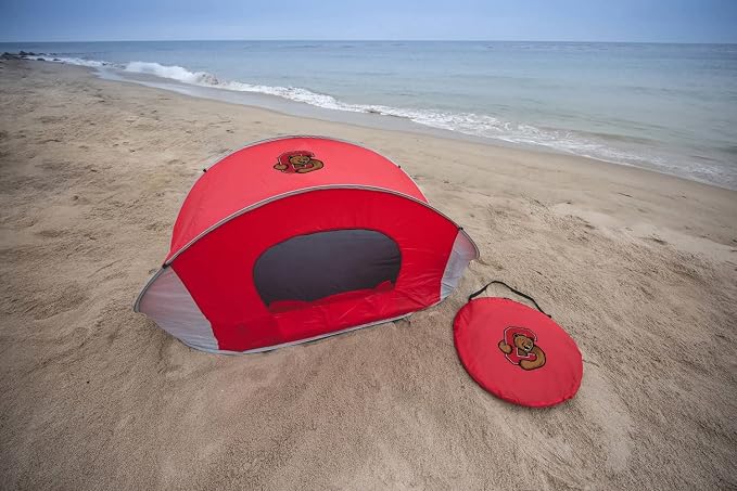 PICNIC TIME NCAA Georgia Tech Yellow Jackets Manta Portable Beach Tent, Pop Up Tent, Beach Sun Shelter Pop Up, (Gray with Black Accents)