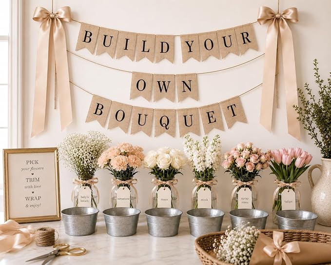 Pre-Printed Banner Kit – 97 BURLAP Flags with BLACK Letters, Numbers & Symbols, Reusable DIY Custom Banner, Make Your Own Personalized Banner for Aesthetic Party Decor, Natural Linen-Look Burlap, Includes Twine & Needles