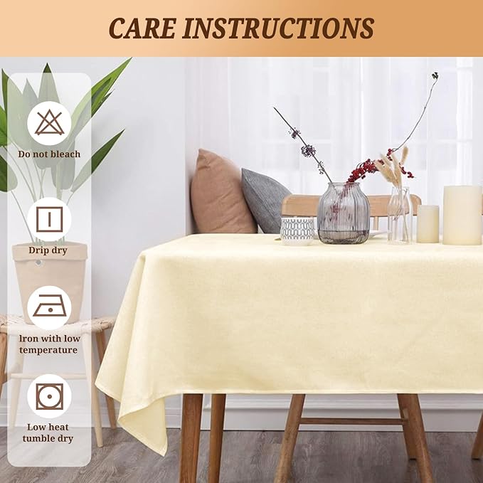 Pesonlook 10Pack Beige Polyester Tablecloths, 60 x 102 Inch for 6ft Rectangle Tables Polyester Table Cover Washable Table Cloth for Wedding Reception Banquet Party