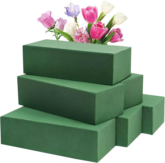 Prashent 6 Pcs Floral Foam Blocks, Green Wet Dry Flower Foam for Fresh & Artificial Flower Arrangements, DIY Craft Supplies for Centerpieces, Bouquets, Wedding & Home Décor (7.8” x 3.5” x 2.4”)