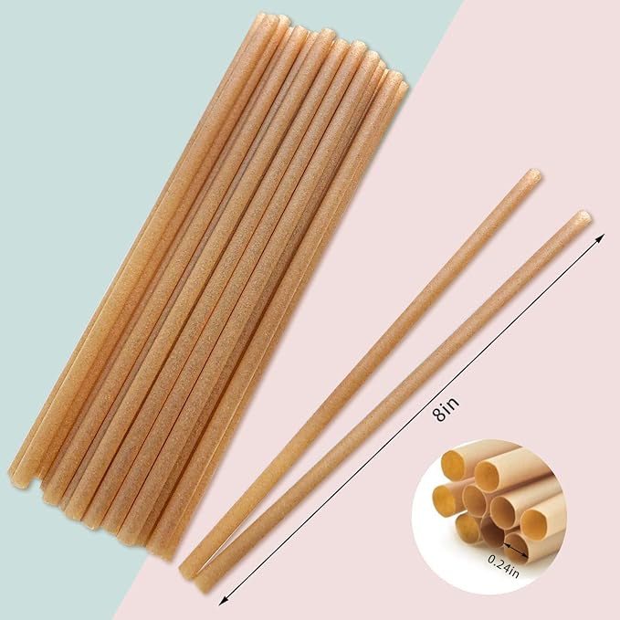 300pcs Sugarcane Straws 8 Inch Compostable Biodegradable Eco-Friendly Drinking Straws Plasticless Sturdy Smoothie Straws Not Foggy Packed by 100 Count per box(3 packs)
