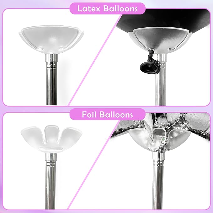 TEKXYZ Telescoping Balloon Stand Set of 4, 1.5ft to 7ft Free Adjustable Metal Balloon Column Stand for Party Decorations