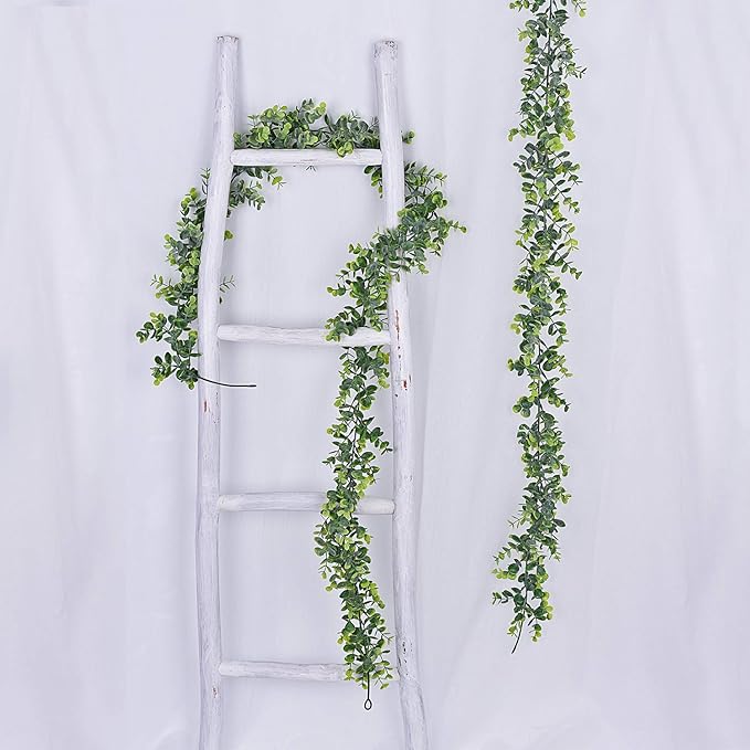 Lvydec 6 Pack Artificial Eucalyptus Garland, Fake Eucalyptus Greenery Garland Wedding Backdrop Arch Wall Decor, 6 Feet/Strand Fake Hanging Plant for Table Festival Party Decoration