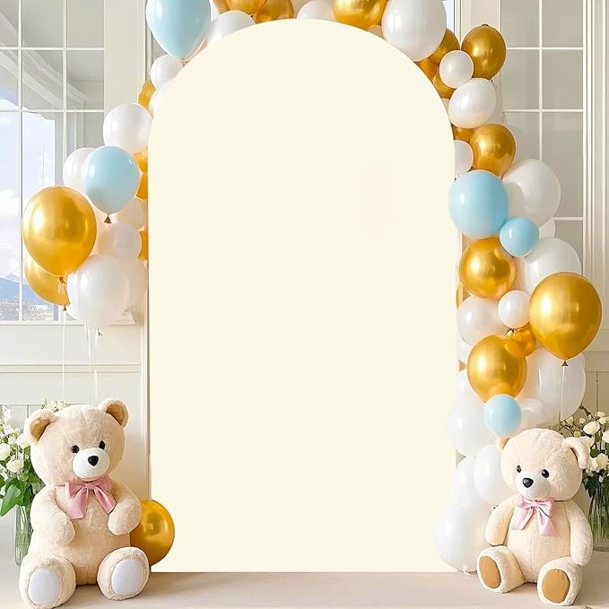 FANPROMS Wedding Arch Cover Ivory 6FT Wedding Arch Cover for Baby Shower Balloon Arch Stand Chiara Wall Arched Covers Arch Spandex Covering Panel for Happy Birthday Party Decor