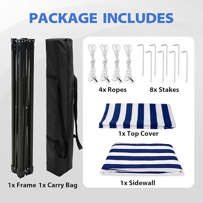 EAGLE PEAK 4x4 Pop Up Changing Tent, Flat Top Changing Room, White/Blue | Portable, Privacy Tent, Pool Cabana, Dressing Room, Shower & Toilet Use, Opaque Fabric, Instant Setup, Photoshoots, Camping