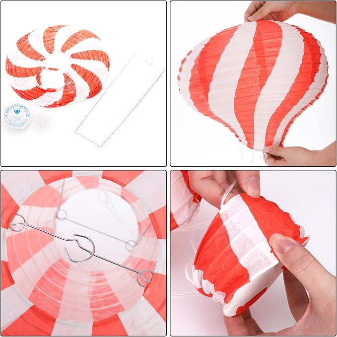 Goaste 14 Pack Hanging Hot Air Balloon Paper Lanterns, 12 Inch Colorful Paper Lantern Set, Reusable Party Ball Lamps, Chinese Ceiling Decoration for Wedding, Birthday, Engagement, Christmas, Classroom