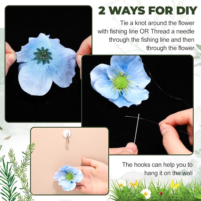 Lyrow 124 Pcs DIY 3D Wildflower Greenery Leaf Hanging Spring Decor Woodland Colorful Floral Wild Flower Floating Decor DIY Wild Flower Plant Theme Birthday Wedding Party Favors Hanging Ceiling Deco