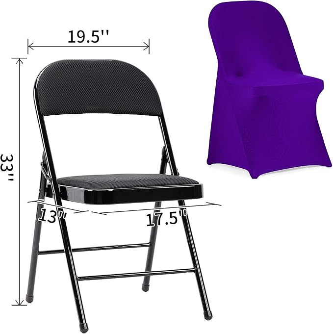 Peomeise Stretch Spandex Folding Chair Cover for Wedding Party Dining Banquet Event (Purple,12pcs)