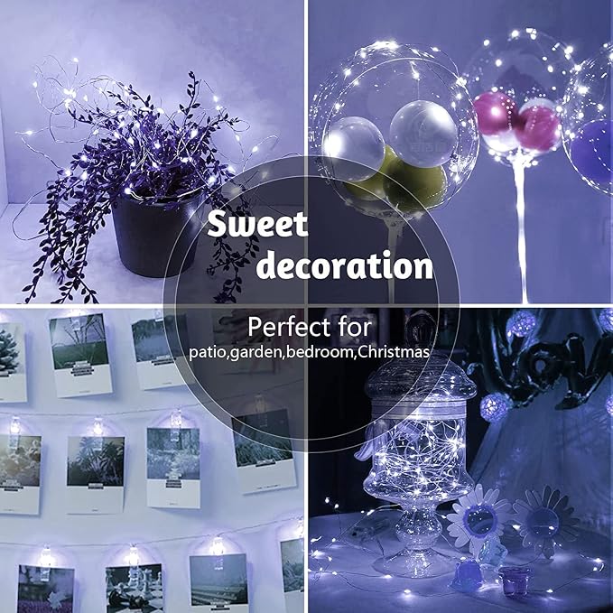 6 Pack LED Fairy Lights Battery Operated 20FT 60 LEDs Silver Wire String Lights Twinkle Lights Starry Fairy Lights for Bedroom Christmas Wedding Party Indoor Outdoor Decor, Warm White + Cool White