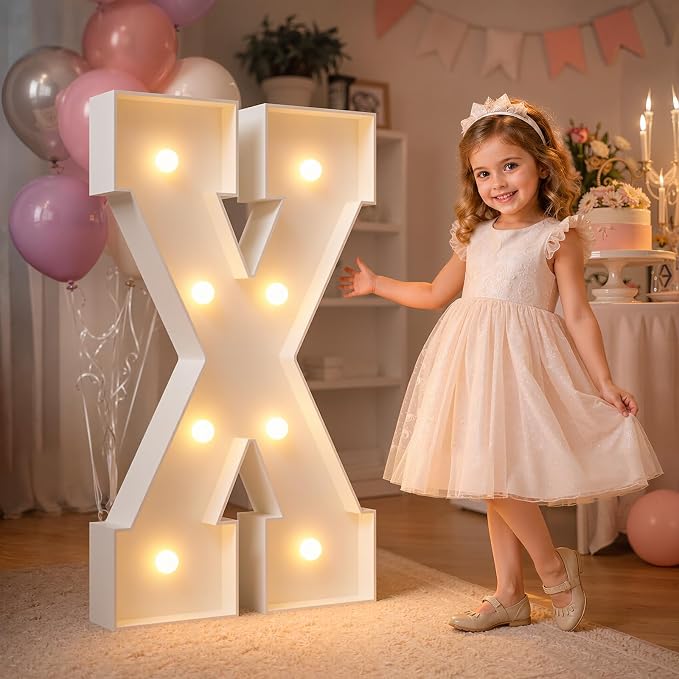imprsv Marquee Light Up Letters, 3FT Marquee Letters for Birthday Baby Shower Wedding Decorations Light Up Letters for Engagement Party Decor, Large Marquee Letters for Party Decorations, Letter X