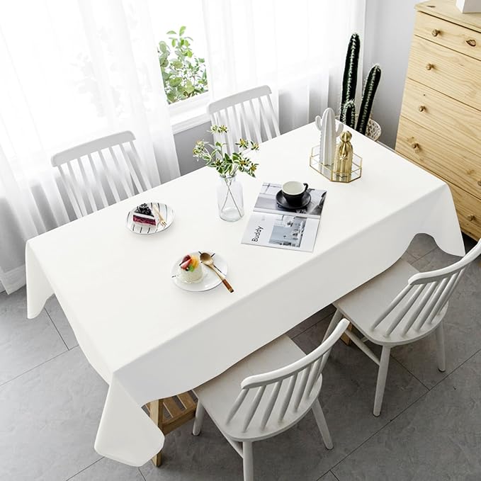 6 Pack Tablecloth 60 x102 inch Polyester Table Cloth for 6 Foot Rectangle Tables,Stain and Wrinkle Resistant Washable Fabric Table Covers Polyester Ivory Table Clothes for Wedding,Party,Banquet