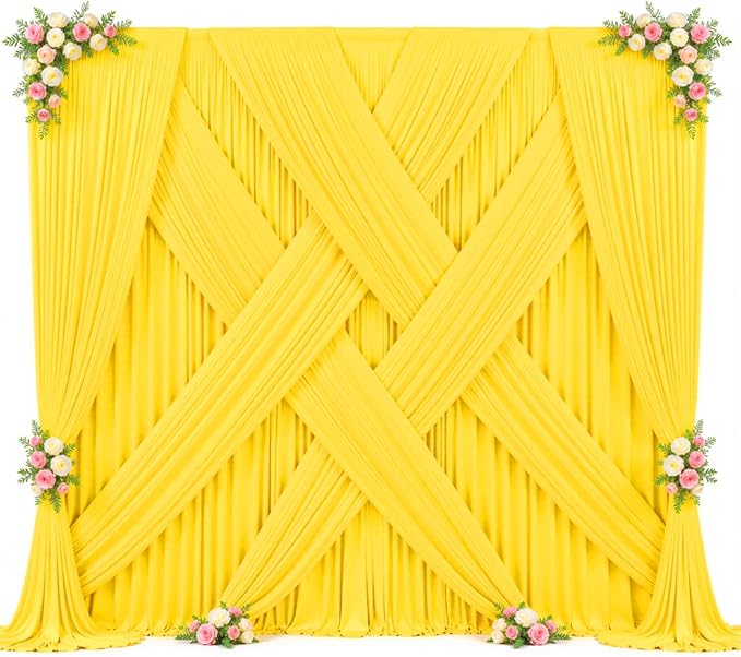 40ft x 10ft Yellow Backdrop Curtain for Parties Yellow Wrinkle Free Backdrop Drapes Panels for Birthday Party Baby Shower Wedding Photo Photography Polyester Fabric Background Decoration