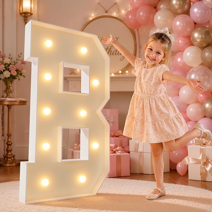 imprsv 4FT Marquee Light Up Letters for Birthday Party Decorations Large Marquee Letters for Baby Shower Bridal Shower Anniversarty Party Decor,Letter B