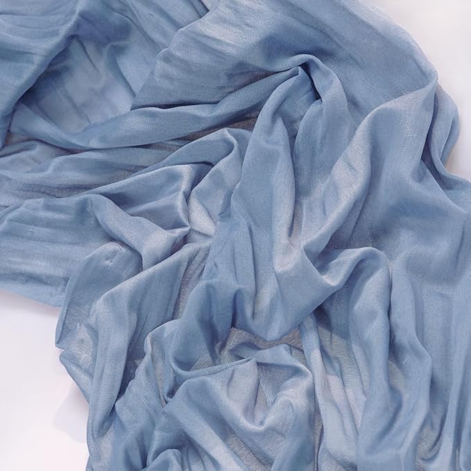 MLMC Dusty Blue Table Runner 10ft Boho Gauze Blue Cheesecloth Table Runner Rustic Cheese Cloth Centerpiece 35x120 Inches for Wedding Bridal Shower Baby Shower Party Decor