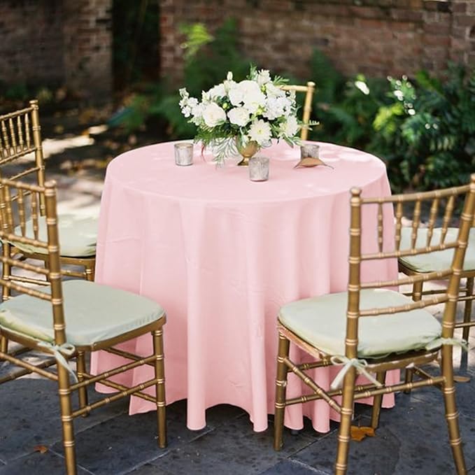Pesonlook 10 Pack Pink Round Tablecloths 90 Inch, Polyester Table Cloth Bulk for Round Tables, Stain and Wrinkle Resistant Circle Table Cover for Wedding Party Dining Banquet