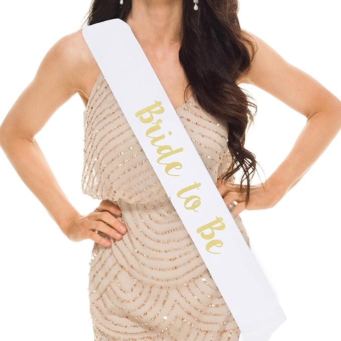 POP FIZZ DESIGNS Bachelorette Sash Set (7 pcs) 1 White Bride to Be Sash + 1 Maid of Honor Sash + 5 Bachelorette Sashes for The Bride Tribe - Amazing Bachelorette Party Favors