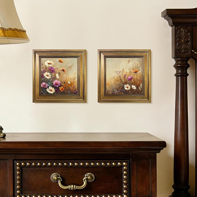 5x5 Picture Frame Vintage Gold Set of 2 for Tabletop & Wall Mount | 5 x 5 Photo Frame for Living Room, Bedroom, Office Décor & Father's Day Graduation Wedding Gift