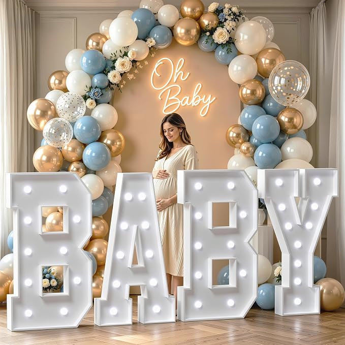 Marquee Letters - 4FT Cool Light U Letters for Birthday, Anniversary, Wedding Parties - DIY Kit 25pcs Accessory Set