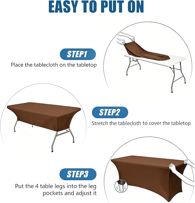 6FT Coffee Table Cloth - 2 Pack Fitted Stretch Rectangle Spandex Tablecloth, Washable Table Cover for Party, Picnic, Wedding, Banquet, Birthday and Festival(30" x 72")