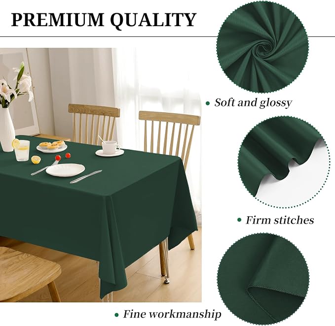 12 Pack Hunter Green Tablecloths for Rectangle Tables 60 x 126 Inch Polyester Tablecloth 8 Foot Rectangle Table Cloth Wrinkle Resistant Washable Fabric Table Cover for Party Wedding Banquet Events