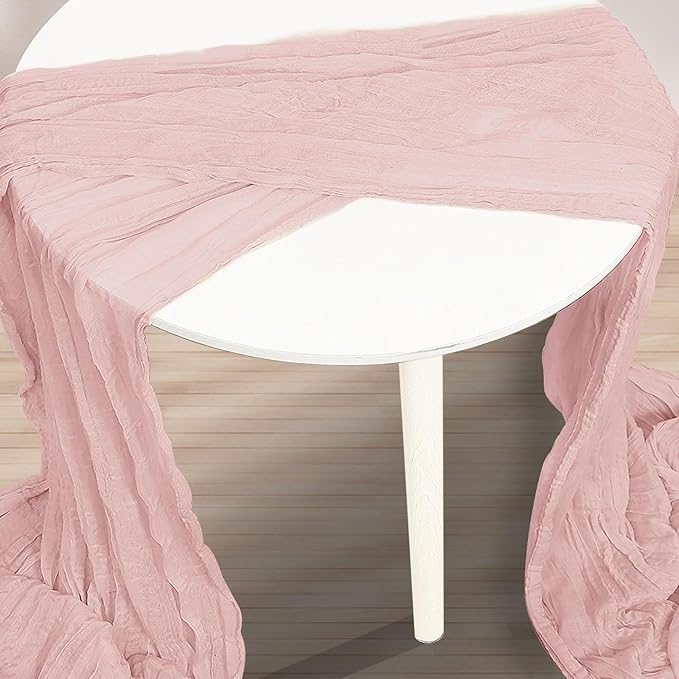 6 Pack Blush Pink Cheesecloth Table Runner 35x120 Inch 10Ft Rustic Gauze Cheese Cloth Table Runner Sheer Cheesecloth Table Runners for Wedding Party Bridal Shower Decoration